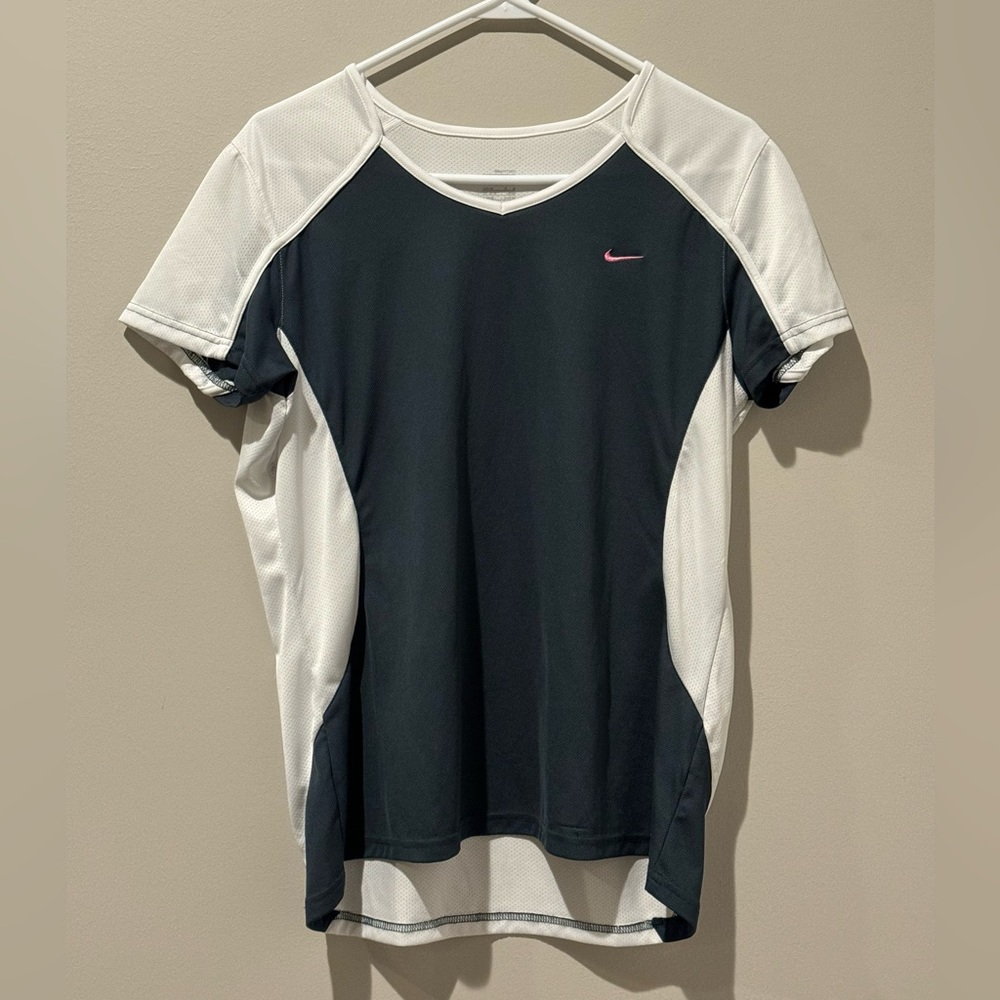 Nike White & Green/Grey FitDry Athletic Top